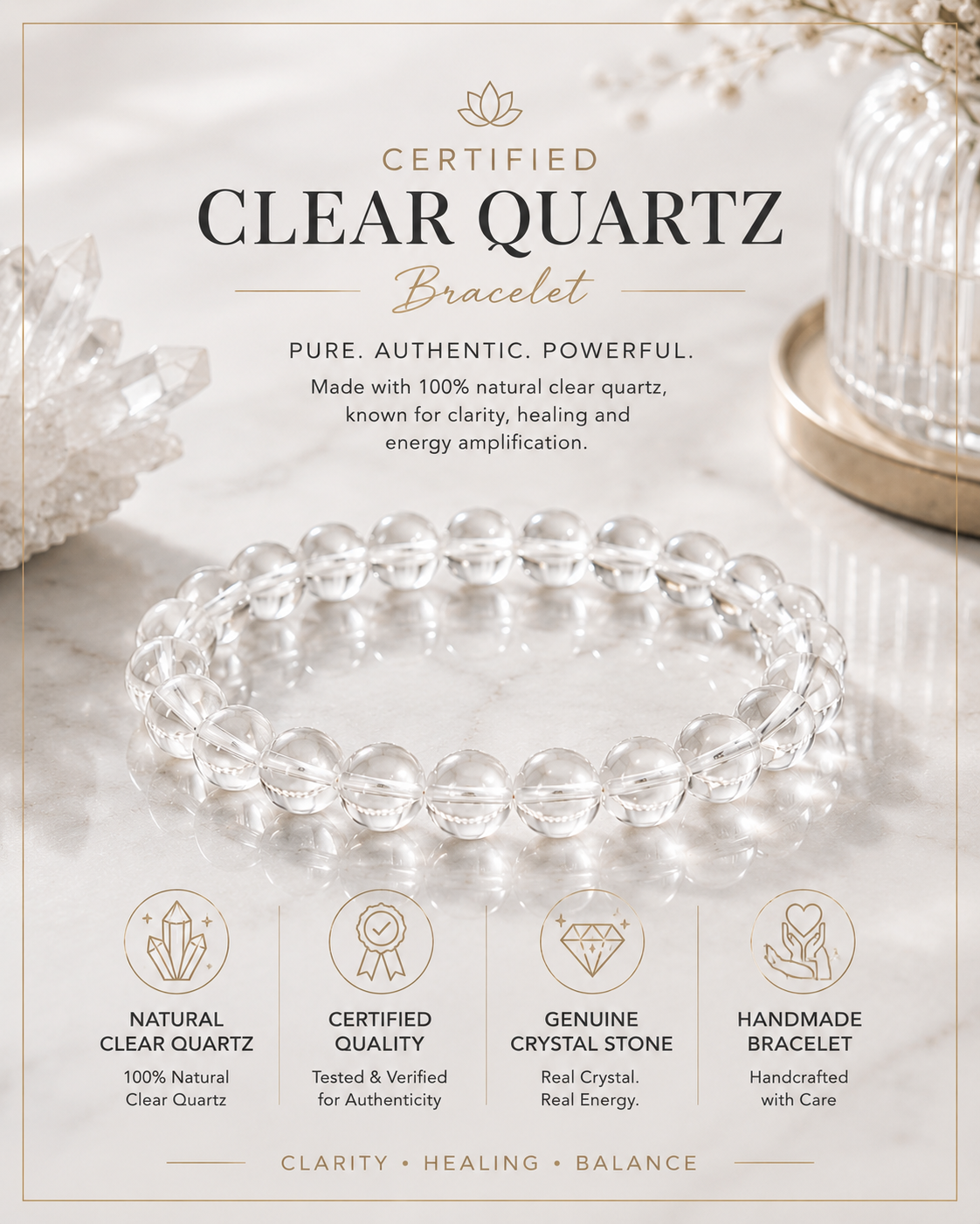 Clear Quartz Crystal Bracelet